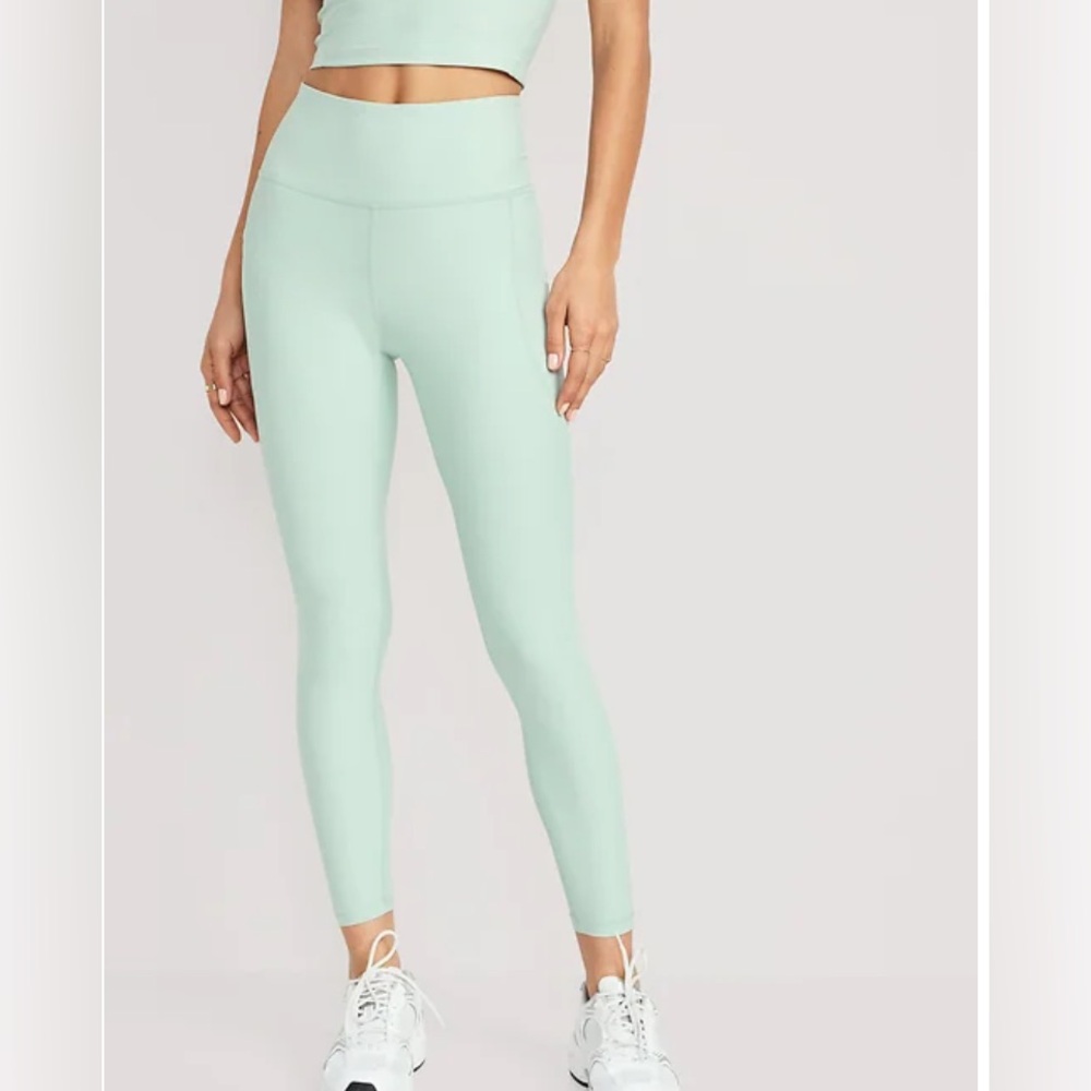Petite Old Navy High Waisted Powersoft Athletic Leggings 7/8 Briny Water Green